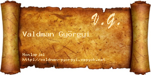 Valdman Györgyi névjegykártya